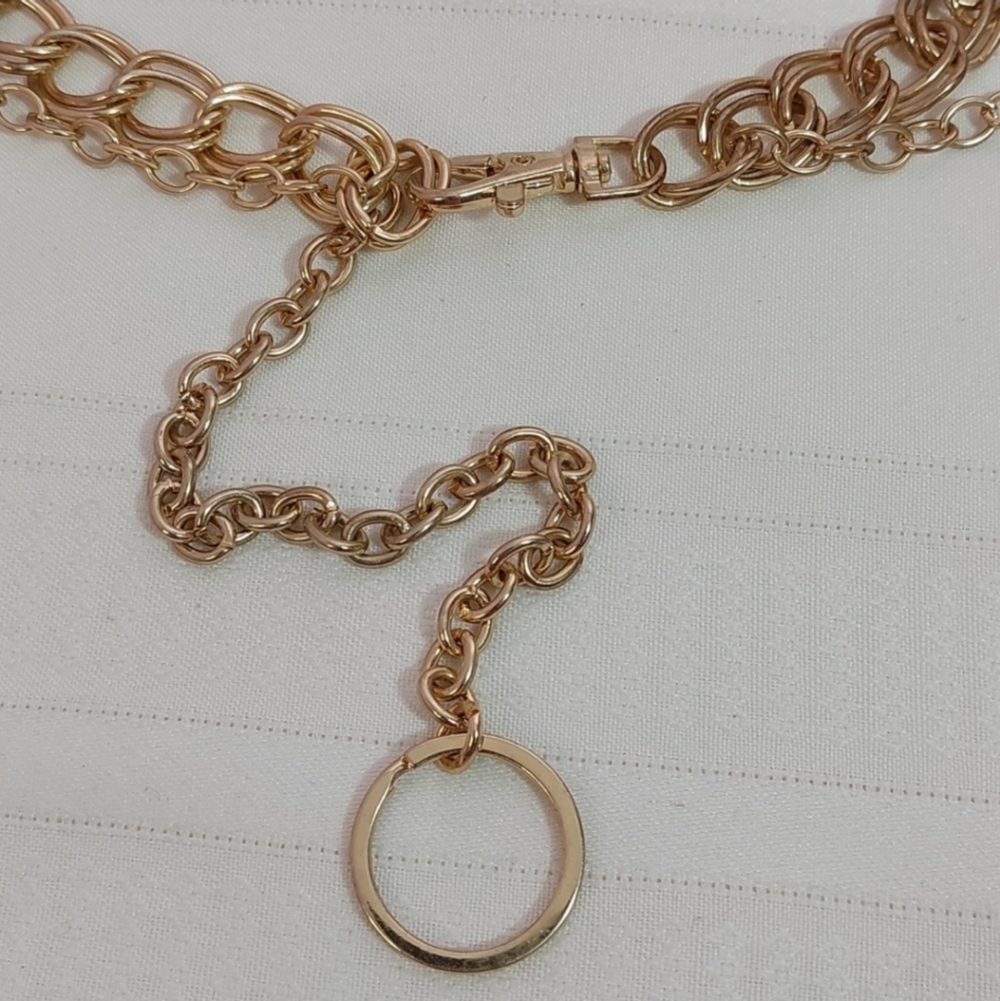 Women's 2-Row Layered Chain Gold Tone Belt Approximately 48" Long - Picture 3 of 6